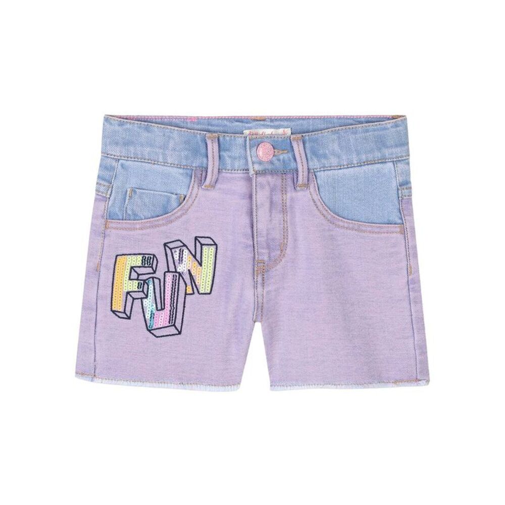 Billieblush Girls  Sequin Denim Short, Purple